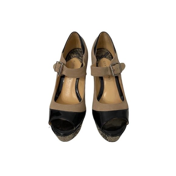 Gianni Bini Suede Patent Leather Snake Print Platform Mary Jane Wedge Heels Sz 6 - Picture 5 of 9